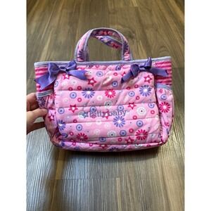 American Girl Bitty Baby Doll Diaper Bag w Attached Changing Pad Pink Purple